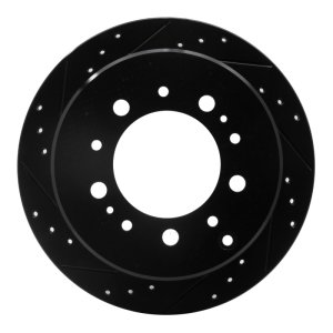 Lexus LX470 Brake Rotor (1) - Rear Left - R1 Concepts - Drilled & Slotted - Black - `98-`07